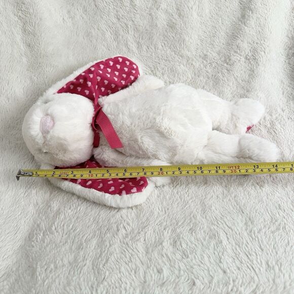 Worlds Softest Plush White Bunny Rabbit Red Heart Pattern Ears Feet 14” Stuffed - Picture 5 of 5